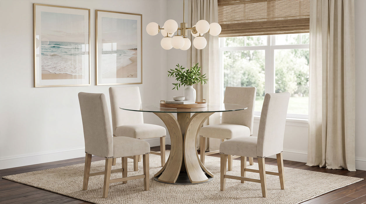 Naser Parsons Dining Side Chair Beige and Light Oak (Set of 2)