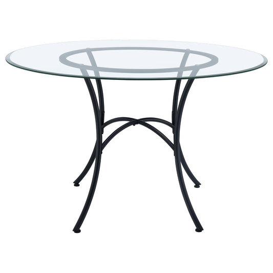 Kline 48-inch Round Glass Top Dining Table Matte Black