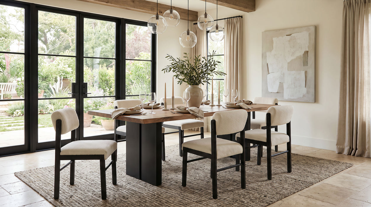 Kehoe Upholstered Dining Side Chair Cream and Black (Set of 2)