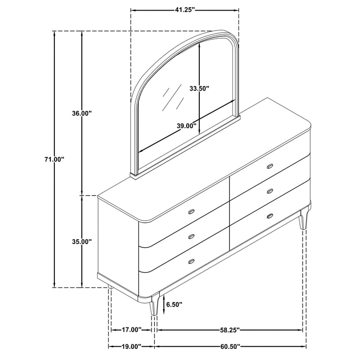 Lucaire 6-drawer Dresser Cabinet with Mirror Sandstone