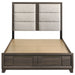 Farre Eastern King Upholstered Storage Platform Bed Dark Brown