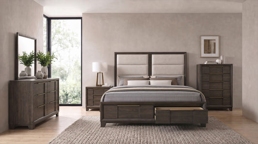 Farre 5-piece Eastern King Storage Bedroom Set Dark Brown