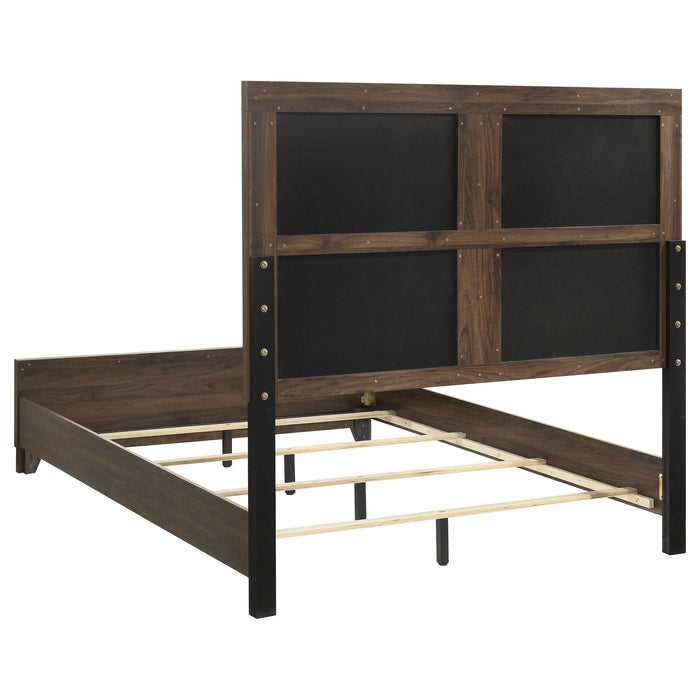 Farre Queen Upholstered Panel Bed Dark Brown