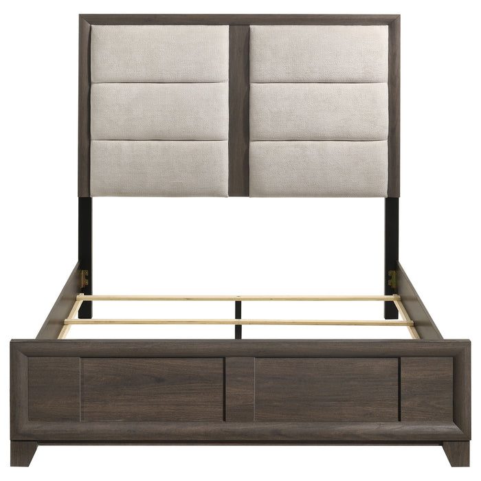 Farre Queen Upholstered Panel Bed Dark Brown