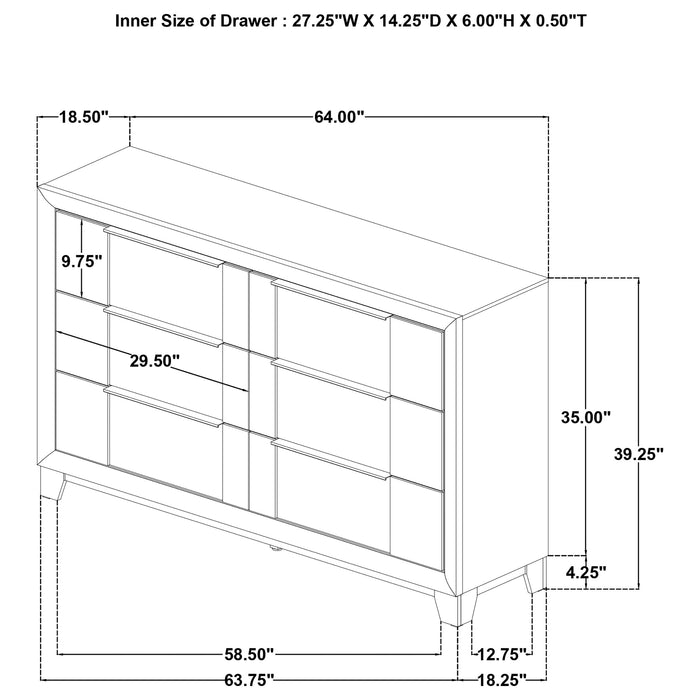 Farre 6-drawer Dresser Dark Brown
