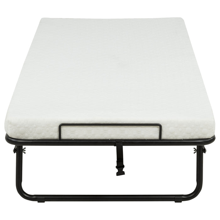 Massey Twin Folding Bed Frame with Memory Foam Mattress Black