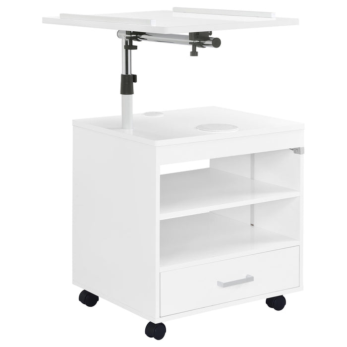 Lerma 1-drawer Adjustable Tray Top Nightstand with Speaker White High Gloss