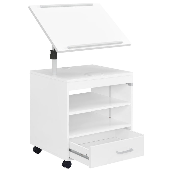 Lerma 1-drawer Adjustable Tray Top Nightstand with Speaker White High Gloss