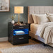 Furda 2-drawer LED Nightstand Bedside Table with Speaker Black Ash