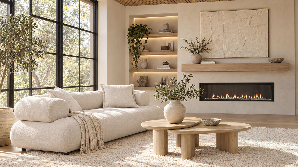 Eskola 3-seat Chenille Sofa with Rounded Shelter Arms Ivory