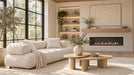 Eskola 3-seat Chenille Sofa with Rounded Shelter Arms Ivory