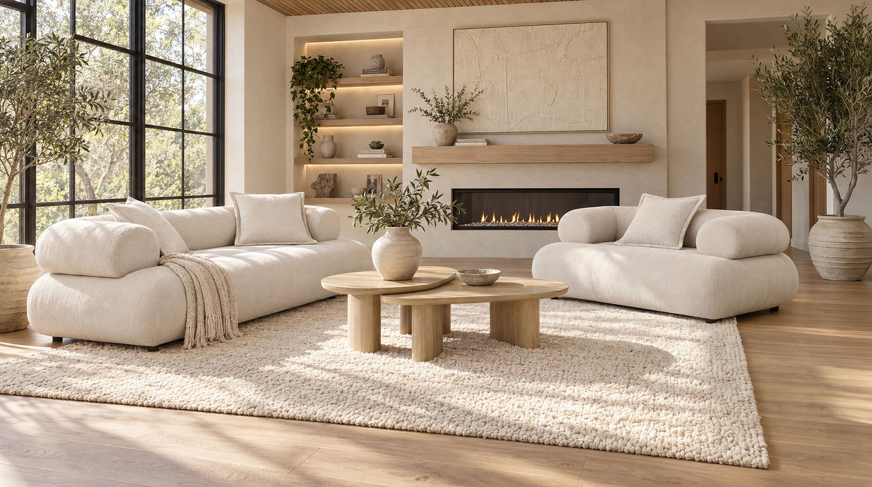 Eskola Chenille Accent Chair with Rounded Shelter Arms Ivory