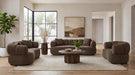 Casarin Fabric Channel-Back Sofa Brown