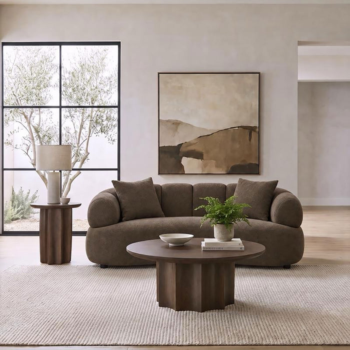 Casarin Fabric Channel-Back Loveseat Brown