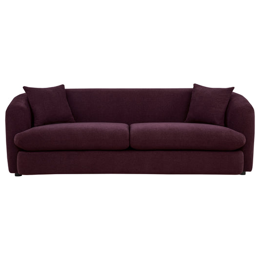 Delroy 3-Seat Stationary Sofa Aubergine Polyester Upholstery