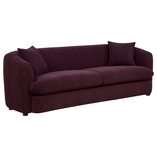 Delroy 3-Seat Stationary Sofa Aubergine Polyester Upholstery