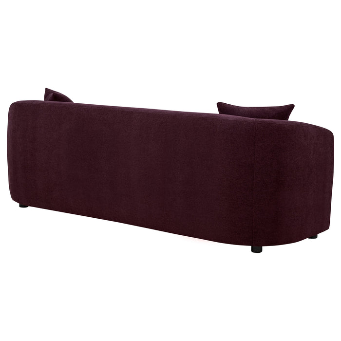 Delroy 3-Seat Stationary Sofa Aubergine Polyester Upholstery