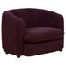Delroy 3-Piece Stationary Sofa Set Aubergine Polyester Upholstery