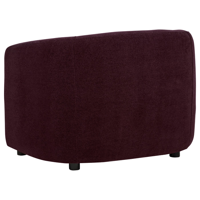 Delroy 3-Piece Stationary Sofa Set Aubergine Polyester Upholstery