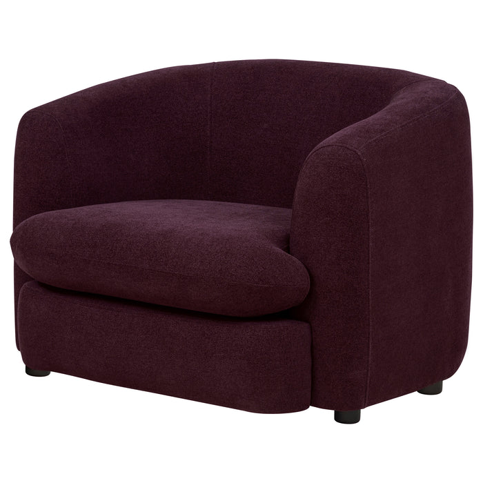 Delroy Stationary Accent Chair Aubergine Polyester Upholstery