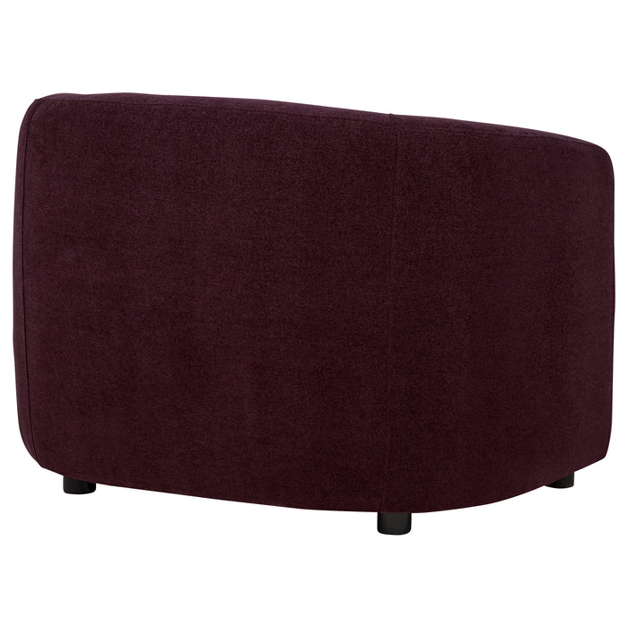 Delroy Stationary Accent Chair Aubergine Polyester Upholstery