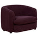 Delroy Stationary Accent Chair Aubergine Polyester Upholstery