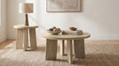 Strouse Contemporary Round End Table in Natural Oak