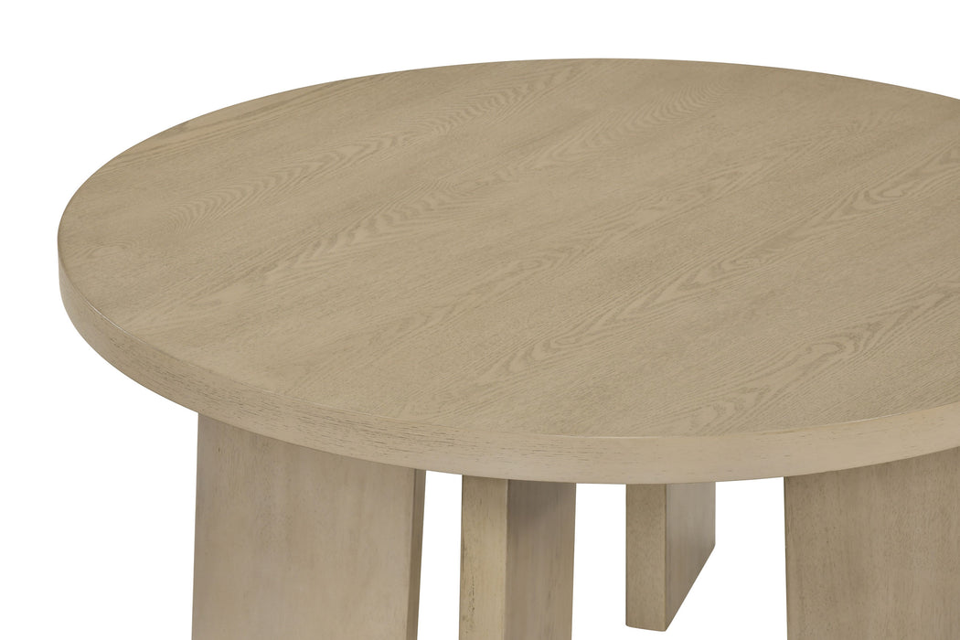 Strouse 3-Piece Round Coffee and End Table Set in Natural Oak