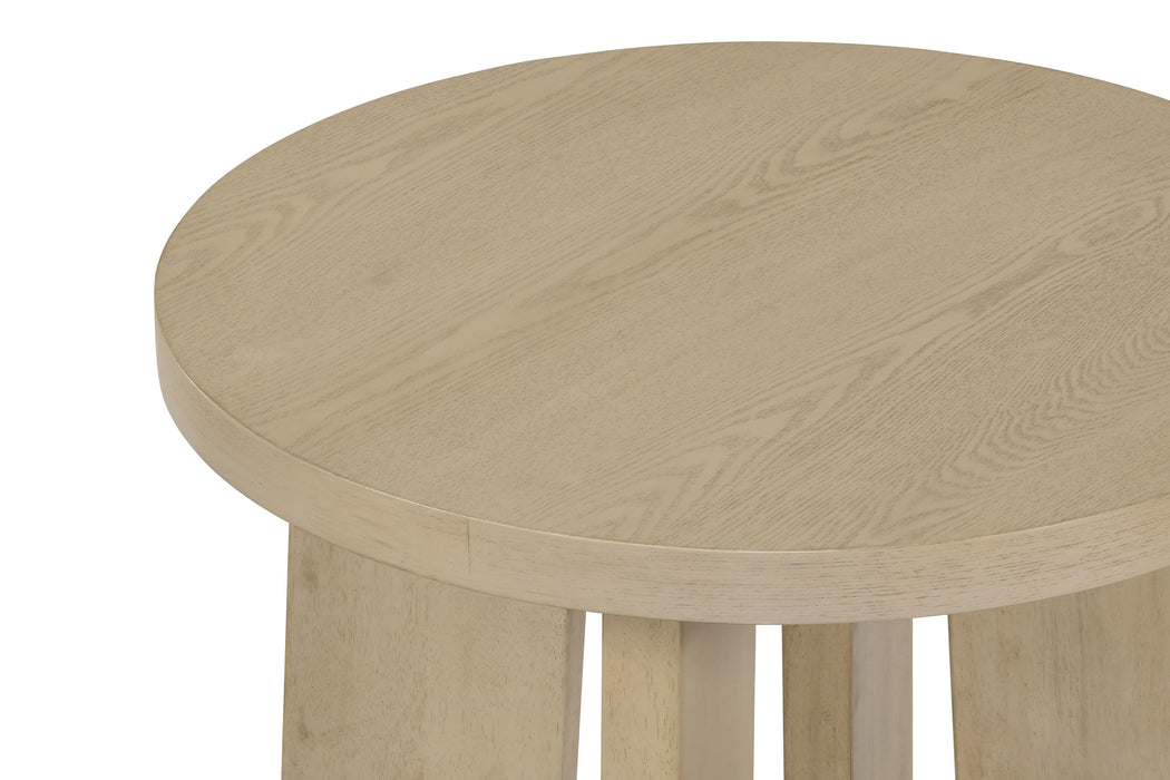 Strouse 3-Piece Round Coffee and End Table Set in Natural Oak