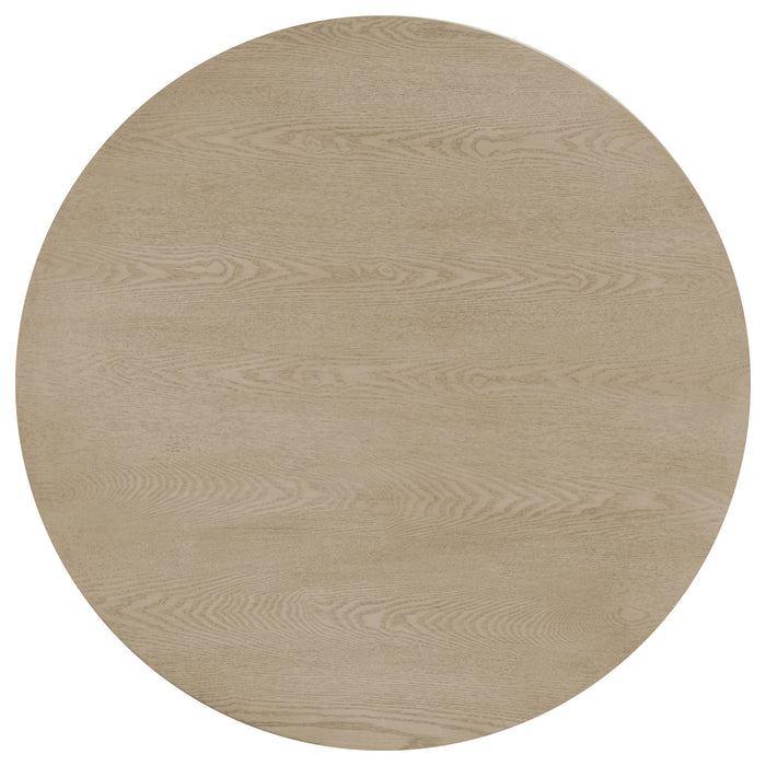 Strouse 3-Piece Round Coffee and End Table Set in Natural Oak