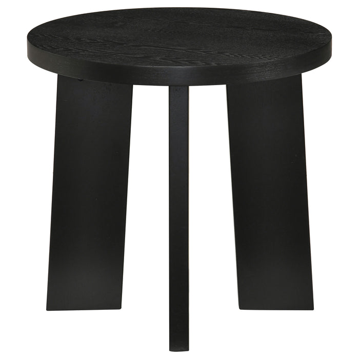 Strouse 2-Piece Round Coffee and End Table Set in Black
