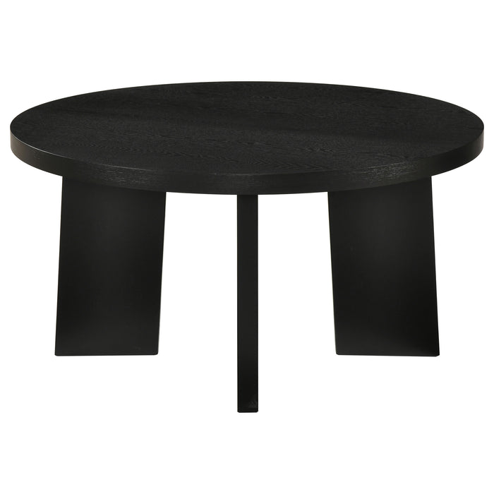 Strouse 3-Piece Round Coffee and End Table Set in Black