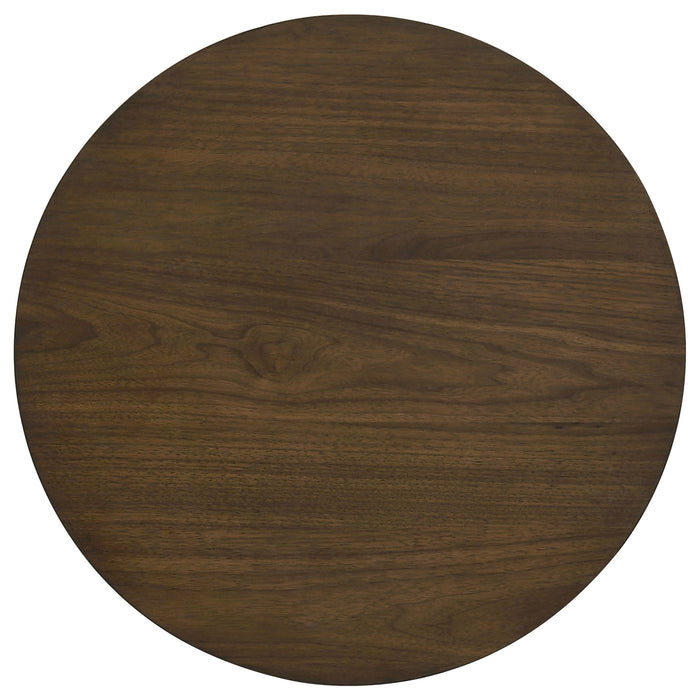 Strouse 3-Piece Round Coffee and End Table Set in Dark Walnut