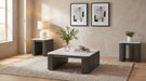 Lior 3-Piece Square Marble Top Coffee and End Table Set Charcoal
