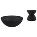 Macedo 2-Piece Transitional Round Rattan Coffee and End Table Set Black