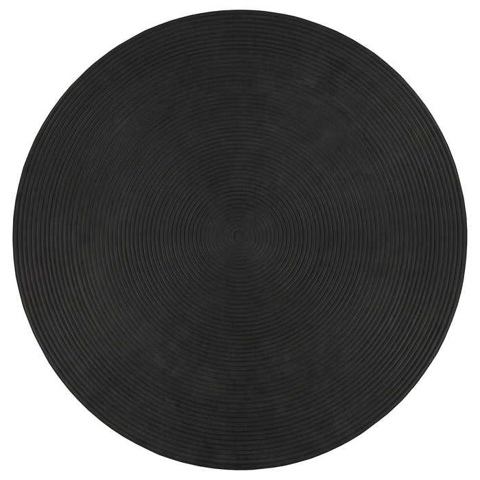 Macedo Round Ribbed Rattan Drum Coffee Table Black