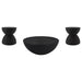 Macedo 3-Piece Transitional Round Rattan Coffee and End Table Set Black