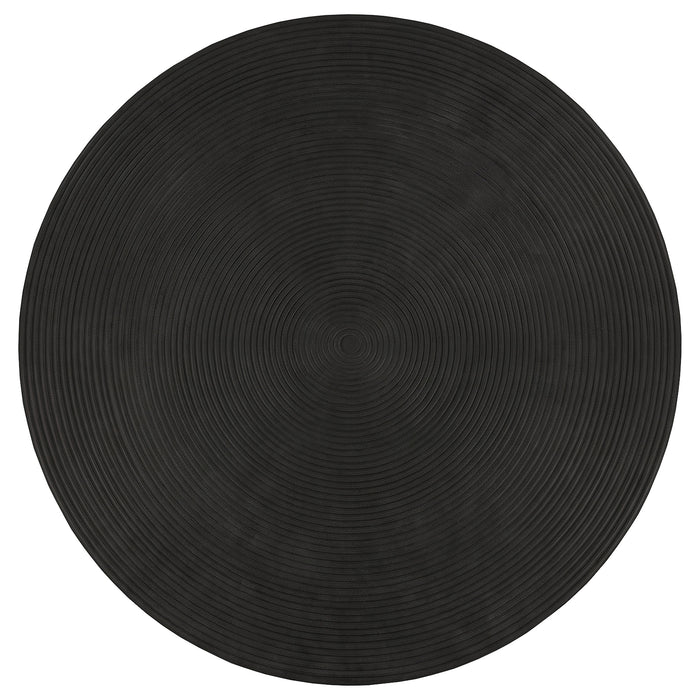 Macedo 2-Piece Transitional Round Rattan Coffee and End Table Set Black