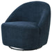 Leon Upholstered Barrel Swivel Accent Chair Navy