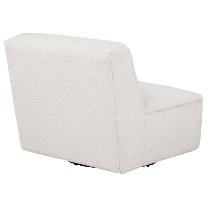 Badoer Faux Fur Swivel Accent Chair Ecru