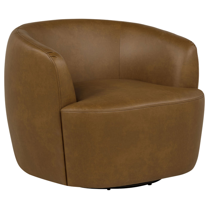 Hudson Faux Leather Swivel Accent Chair Cognac