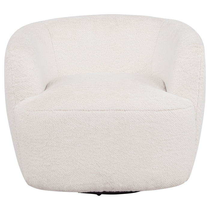 Hudson Faux Fur Swivel Accent Chair Ecru