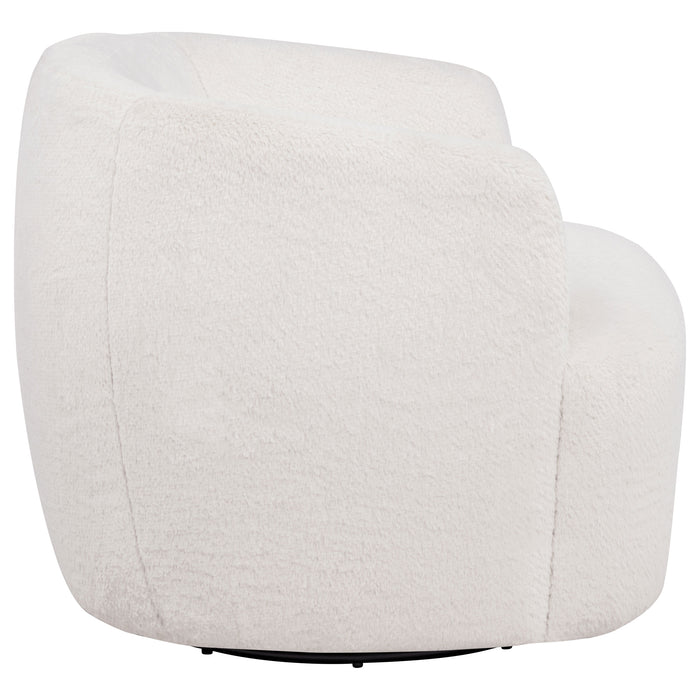 Hudson Faux Fur Swivel Accent Chair Ecru