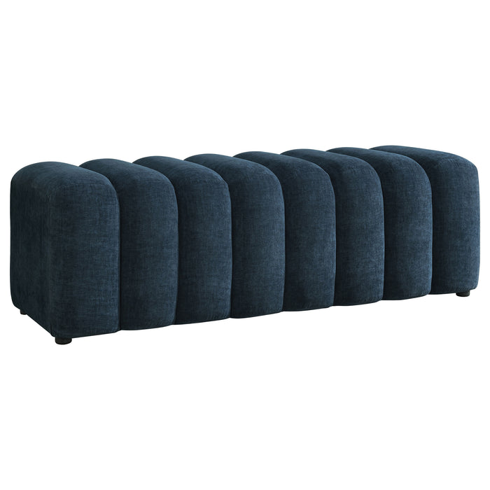 Summer Upholstered Channel Accent Bench Navy
