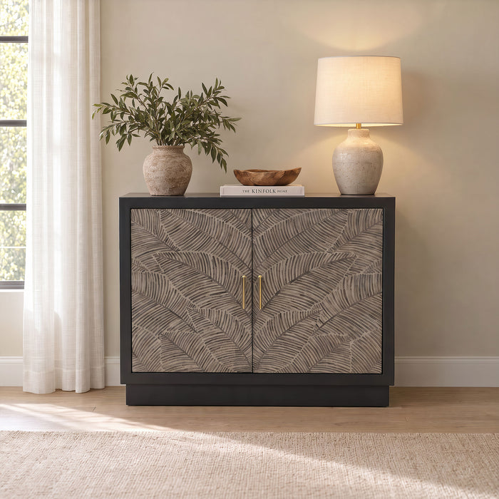 Kerrick 2-door Bone Inlay Accent Cabinet Beige and Black