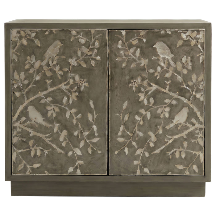 Parkes 2-door Bone Inlay Accent Cabinet Distressed Grey