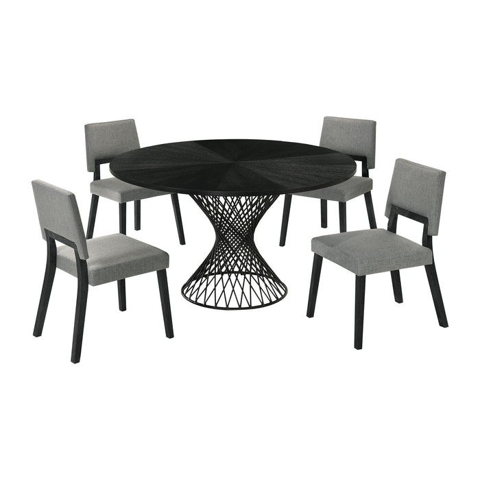 Cirque Channell - 5 Piece Dining Table Set - Charcoal