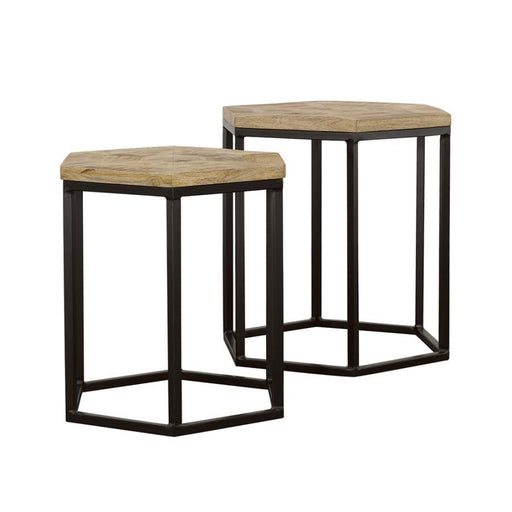 Adger - 2 Piece Hexagon Nesting Tables - Natural And Black Sacramento Furniture Store Furniture store in Sacramento