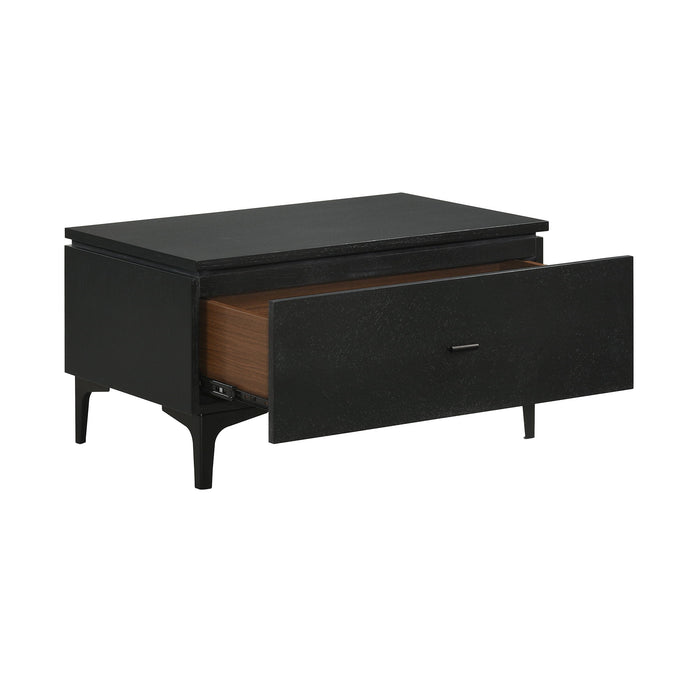 Legend - 1 Drawer Nightstand With Metal Legs - Black Glaze Ash