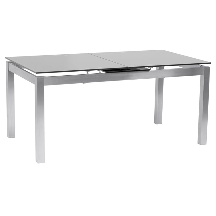 Ivan - Extension Dining Table Tempered Glass Top - Brushed Silver / Gray